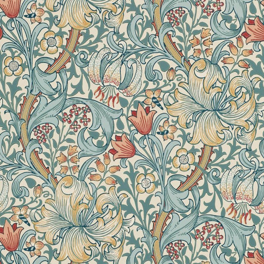 Golden Lily Wallpaper - Slate/Manilla - Morris & Co - 216818