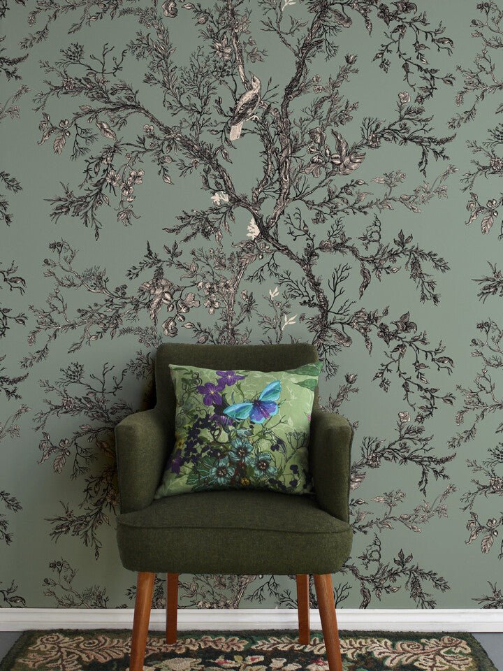 Golden Oriole Superwide Wallpaper - Grey Sage - Timorous Beasties - SWP/GOR/05 - Premier Wallcovering