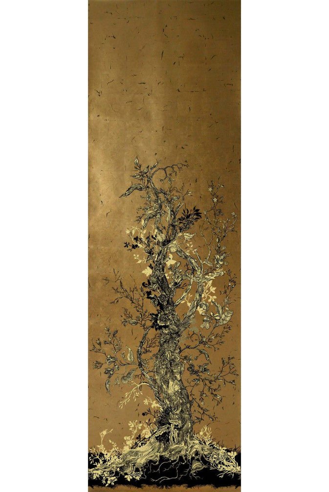Golden Oriole Wallpaper Panel - Gold  - Timorous Beasties - RUS/GOR/DL/02 - Premier Wallcovering