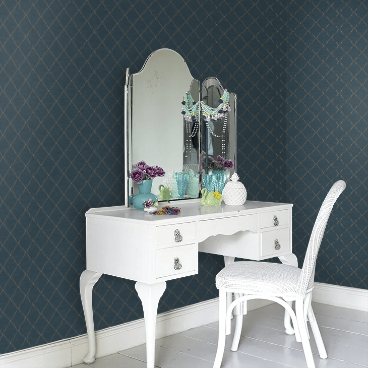 Golden Trellis Wallpaper - Navy - Boråstapeter - 2265 - Premier Wallcovering