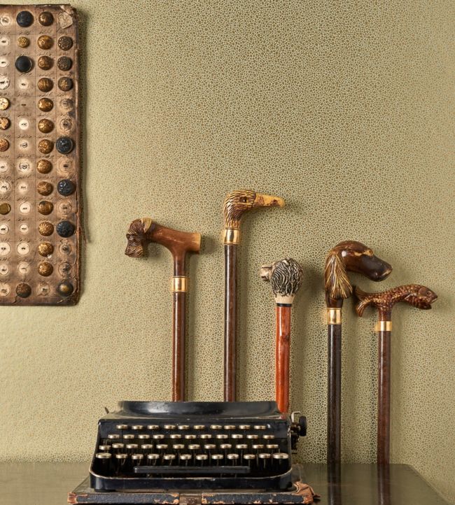 Goldstone Wallpaper - Metallic Gold on Soft Olive - 107/9041 - Cole & Son - Premier Wallcovering