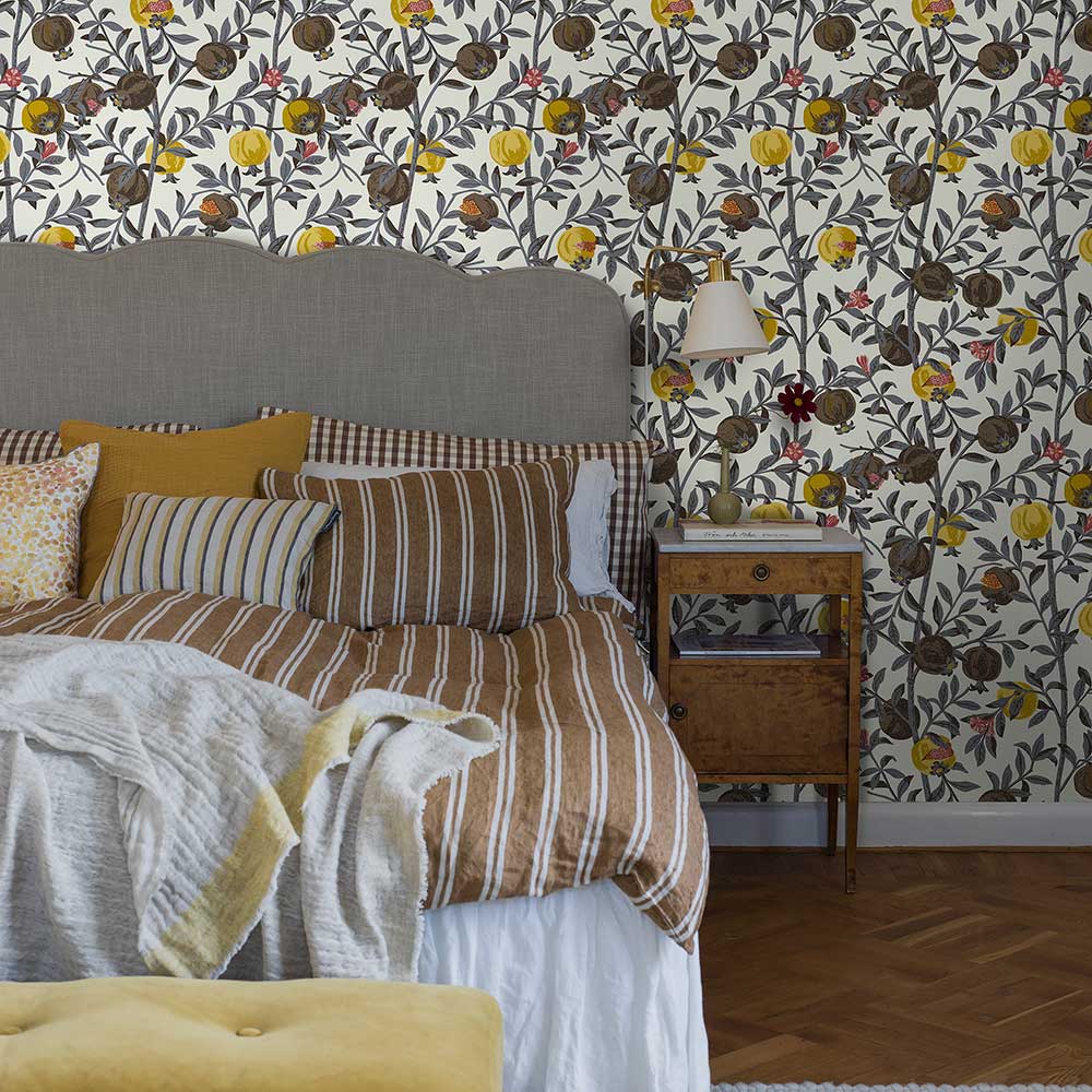 Granatapple Wallpaper - Grey / Yellow - Boråstapeter - 1959 - Premier Wallcovering