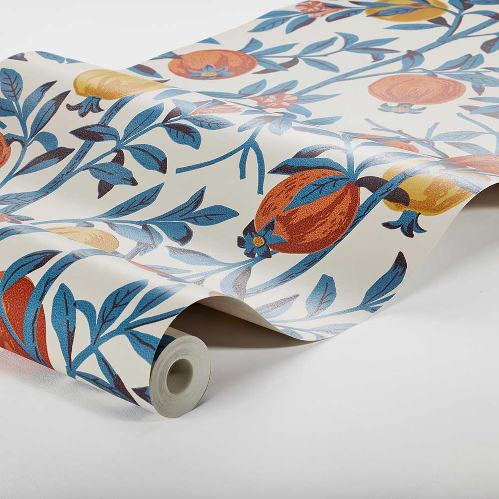 Granatapple Wallpaper - Blue / Orange - Boråstapeter - 1960 - Premier Wallcovering