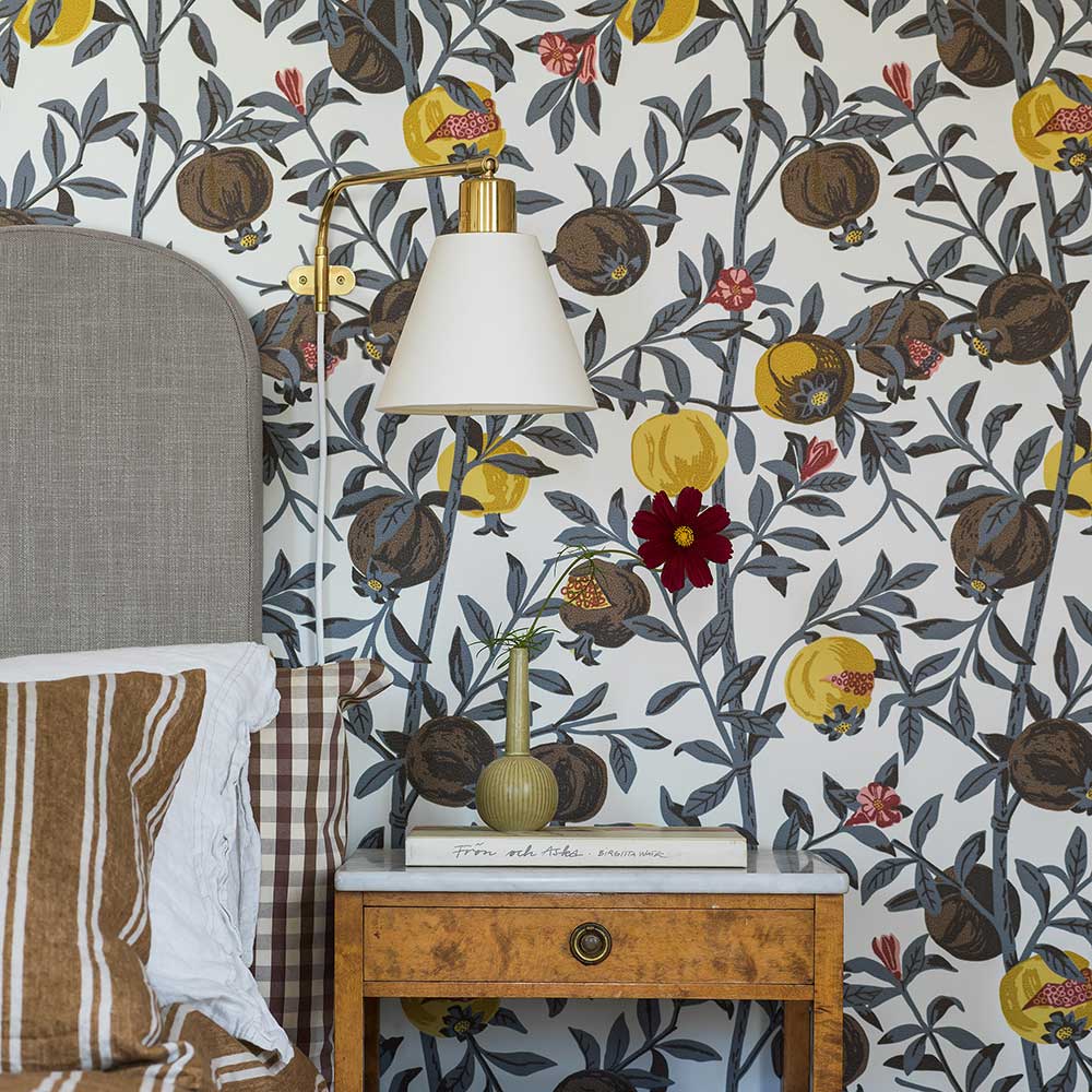 Granatapple Wallpaper - Grey / Yellow - Boråstapeter - 1959 - Premier Wallcovering