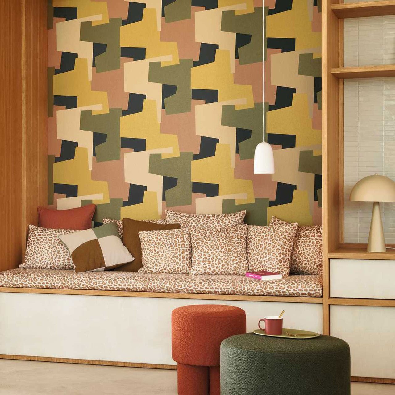 Graphic Game Color Game Wallpaper - Kaki - Casadeco - 200607337 - Premier Wallcovering