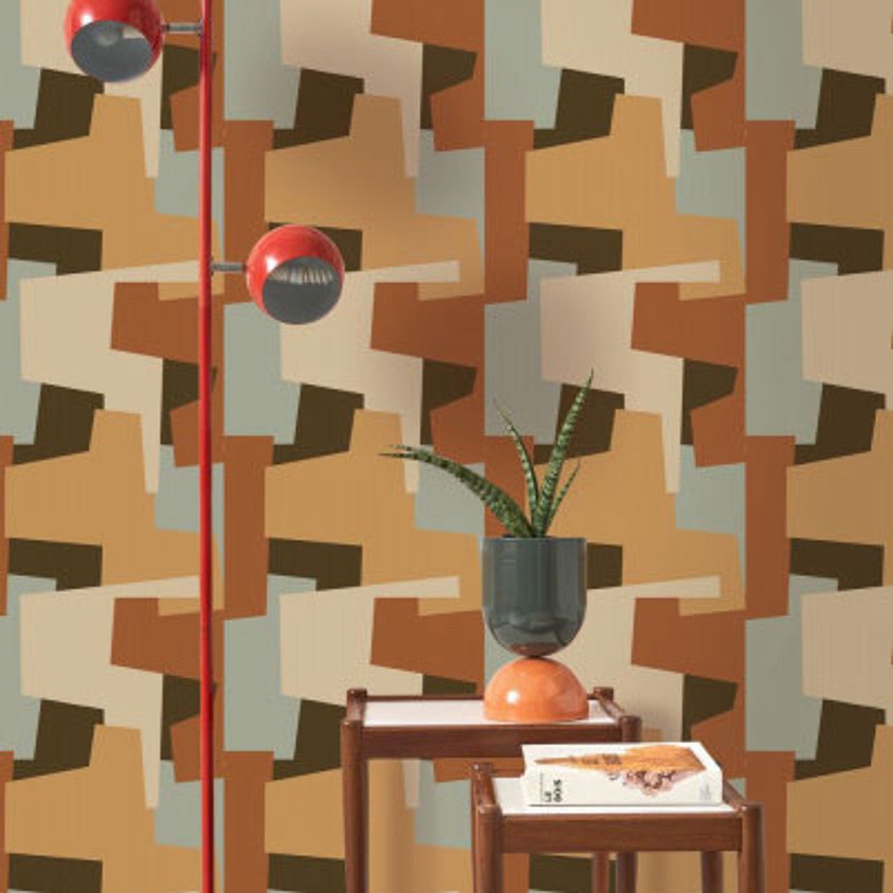 Graphic Game Color Game Wallpaper - Terre De Sienne - Casadeco - 200603223 - Premier Wallcovering