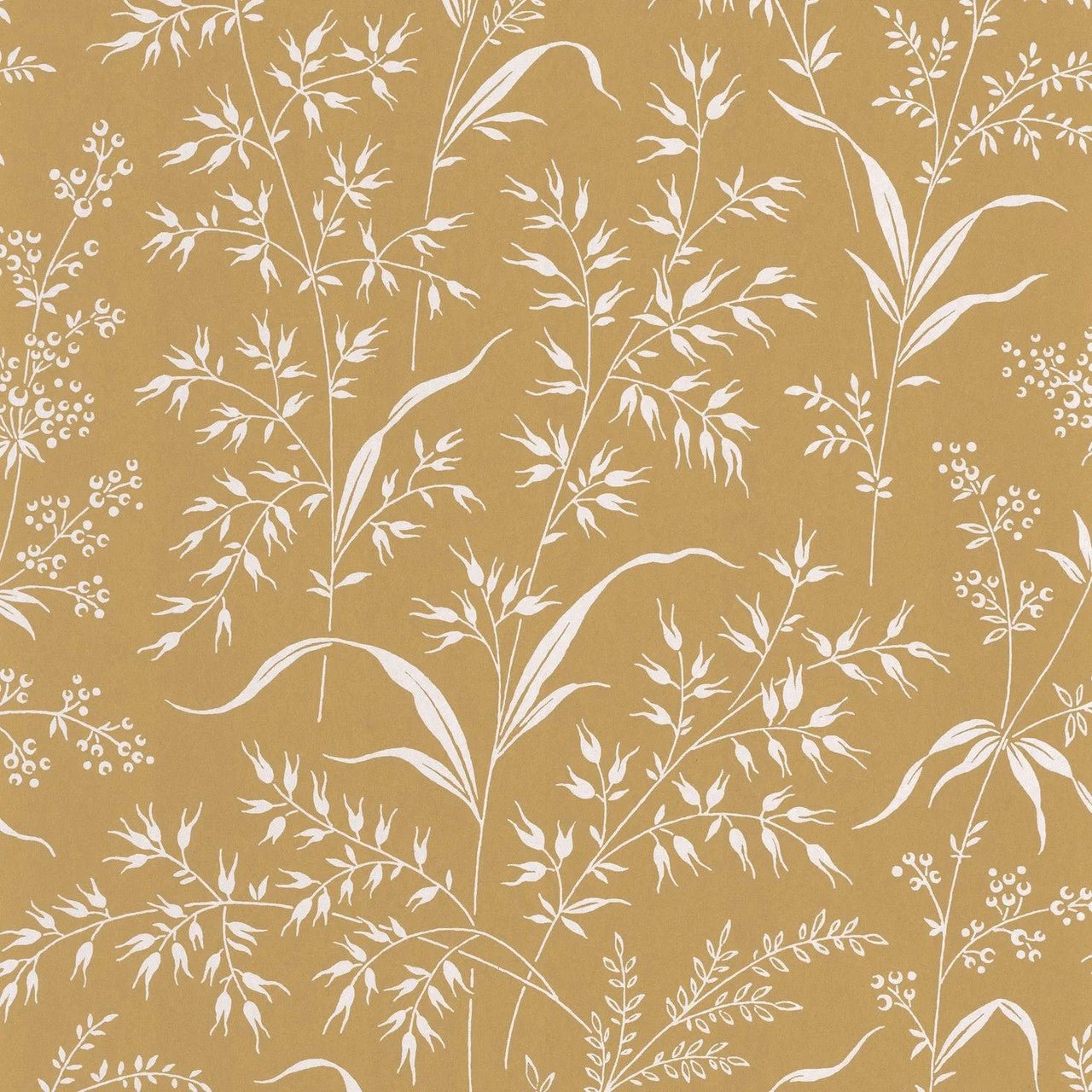Grass Field Soliflore Wallpaper - Jaune Ocre - Casadeco - 200282442 - Premier Wallcovering