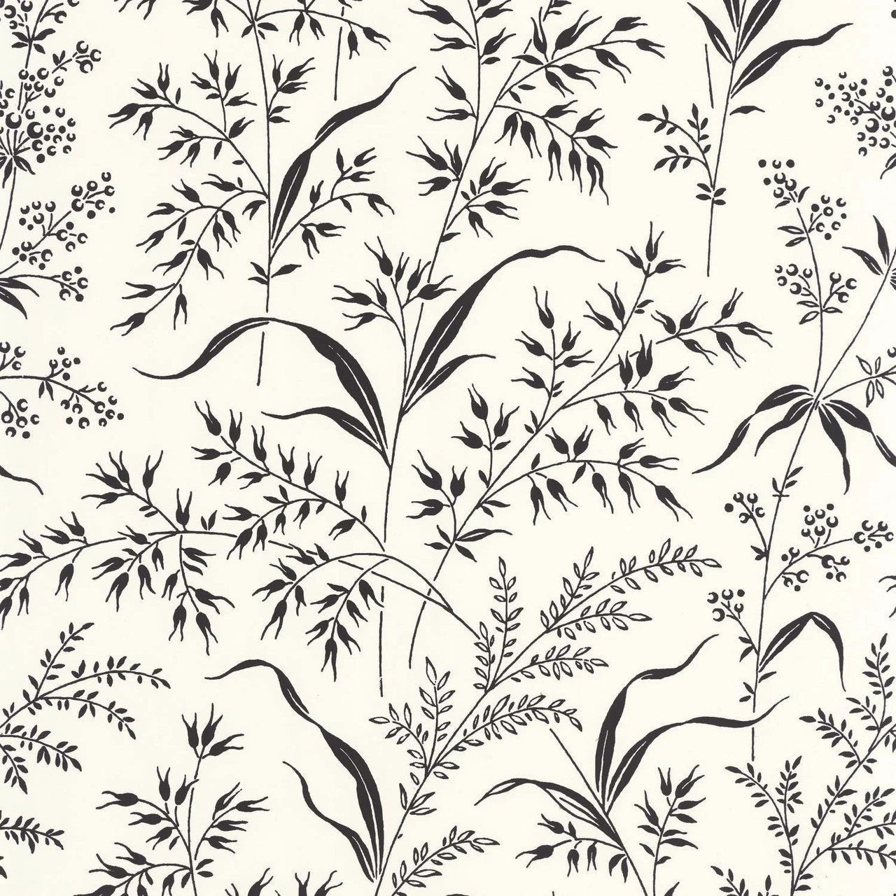 Grass Field Soliflore Wallpaper - Fusain - Casadeco - 200280990 - Premier Wallcovering