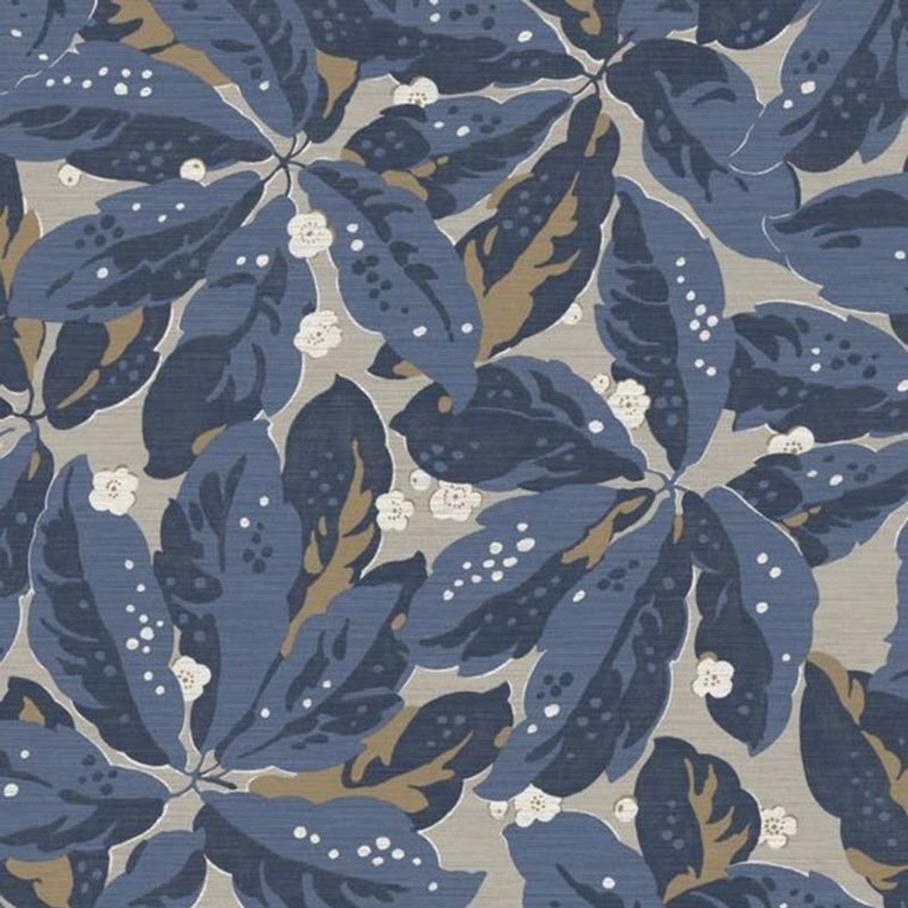 Greenery Five O'Clock Wallpaper - Bleu Indigo - Casadeco - 85796697 - Premier Wallcovering