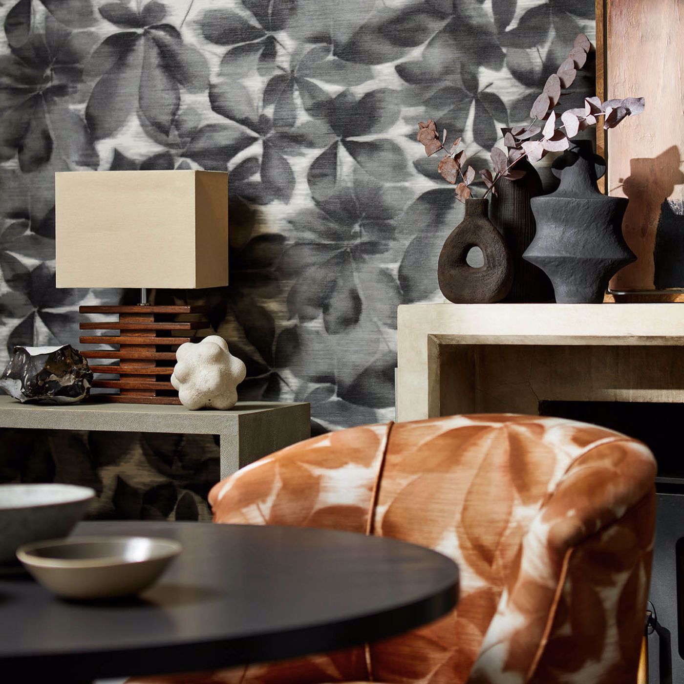 Grounded Wallpaper - Black Earth/Parchment - HC4W113005 - Harlequin - Premier Wallcovering