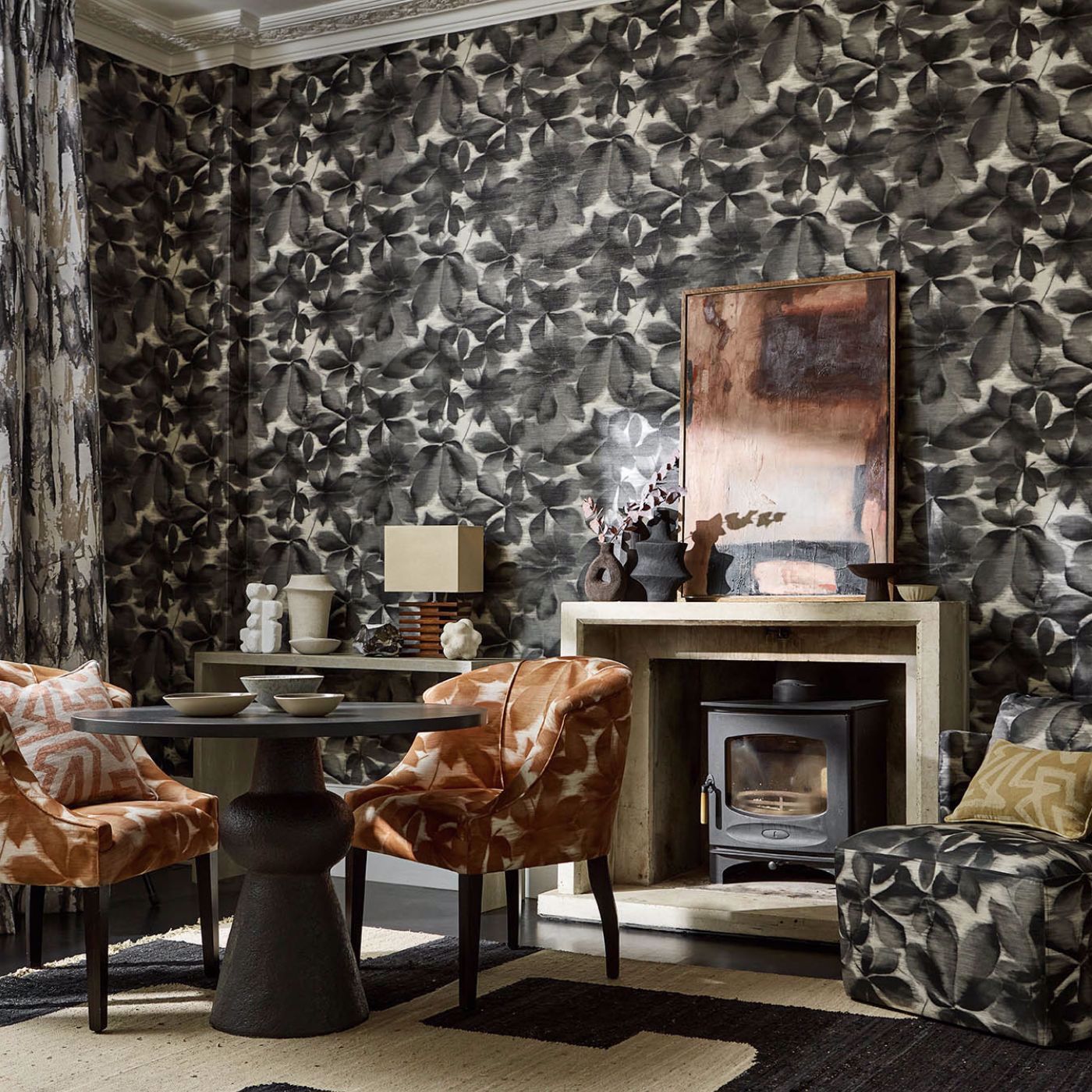 Grounded Wallpaper - Black Earth/Parchment - HC4W113005 - Harlequin - Premier Wallcovering