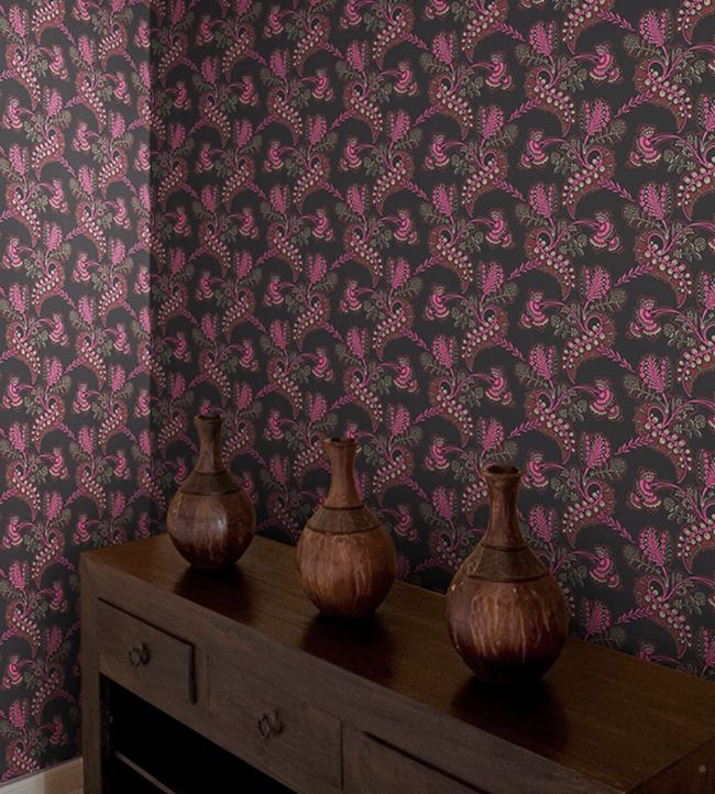 Hartford Wallpaper - Magenta & Rouge on Charcoal - 88/4016 - Cole & Son - Premier Wallcovering