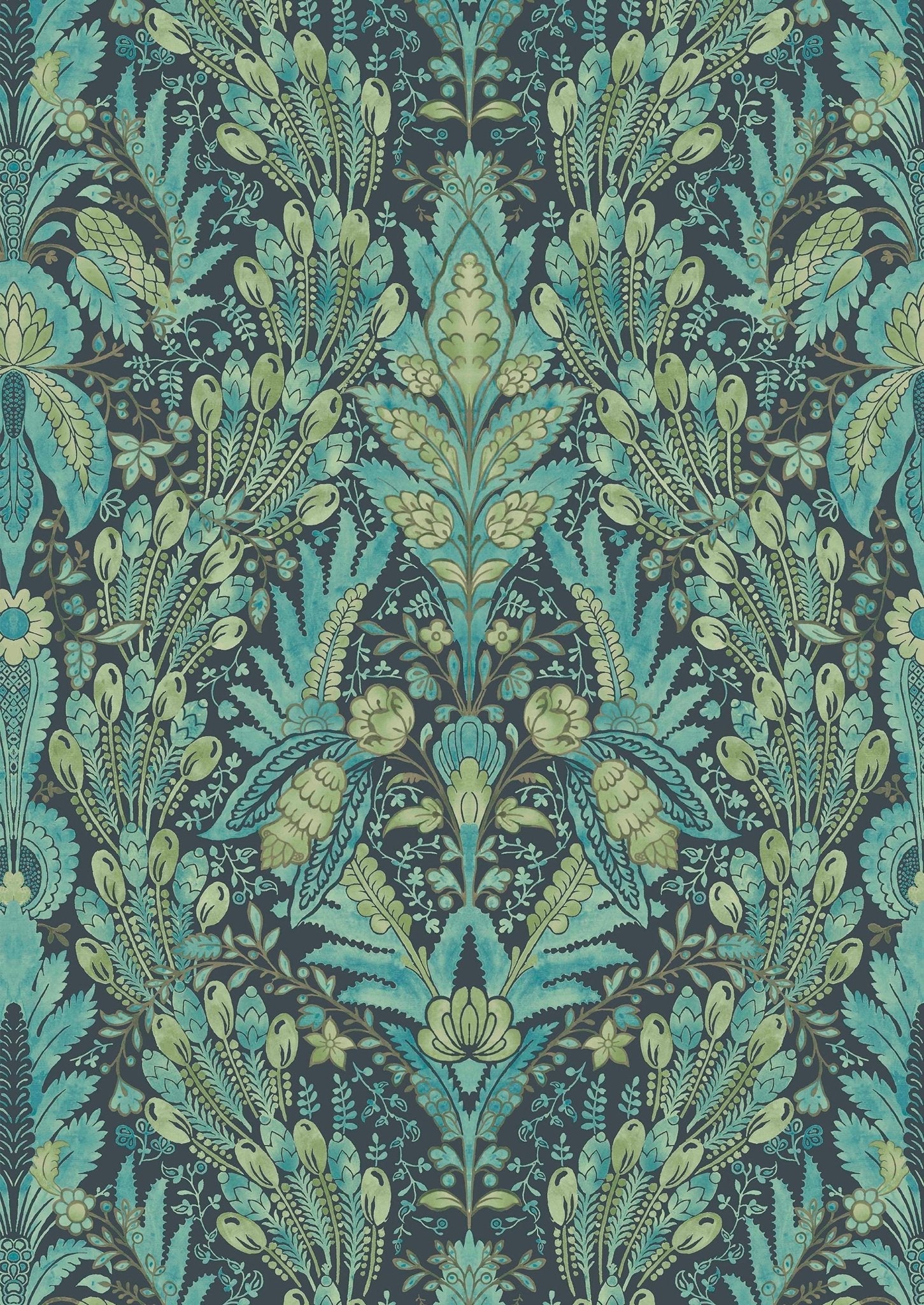 Hawksmoor Wallpaper - Peacock - Lewis & Wood - Premier Wallcovering