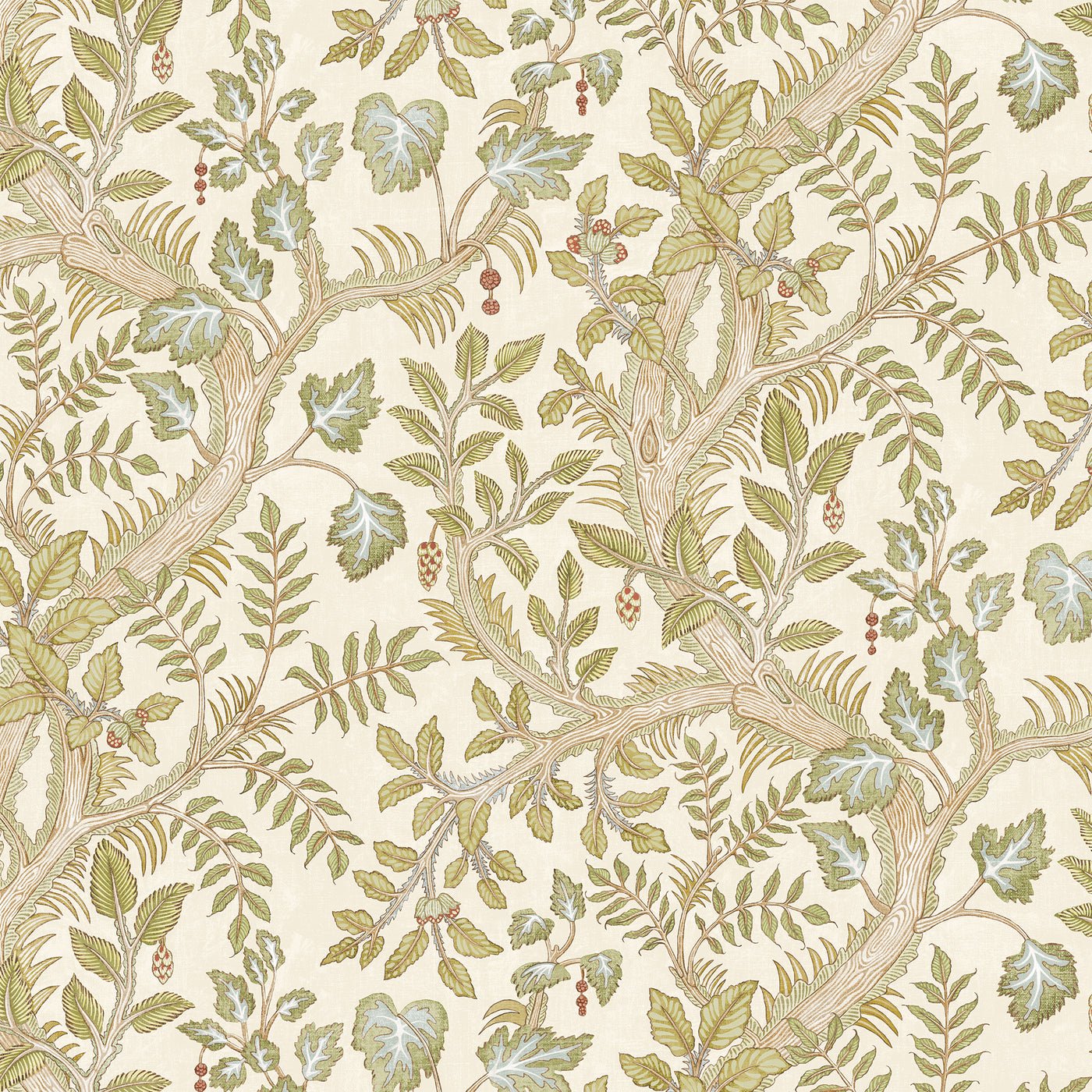 Hedgerow Wallpaper - Cream and Olive - Josephine Munsey - JMW-103631 - Premier Wallcovering