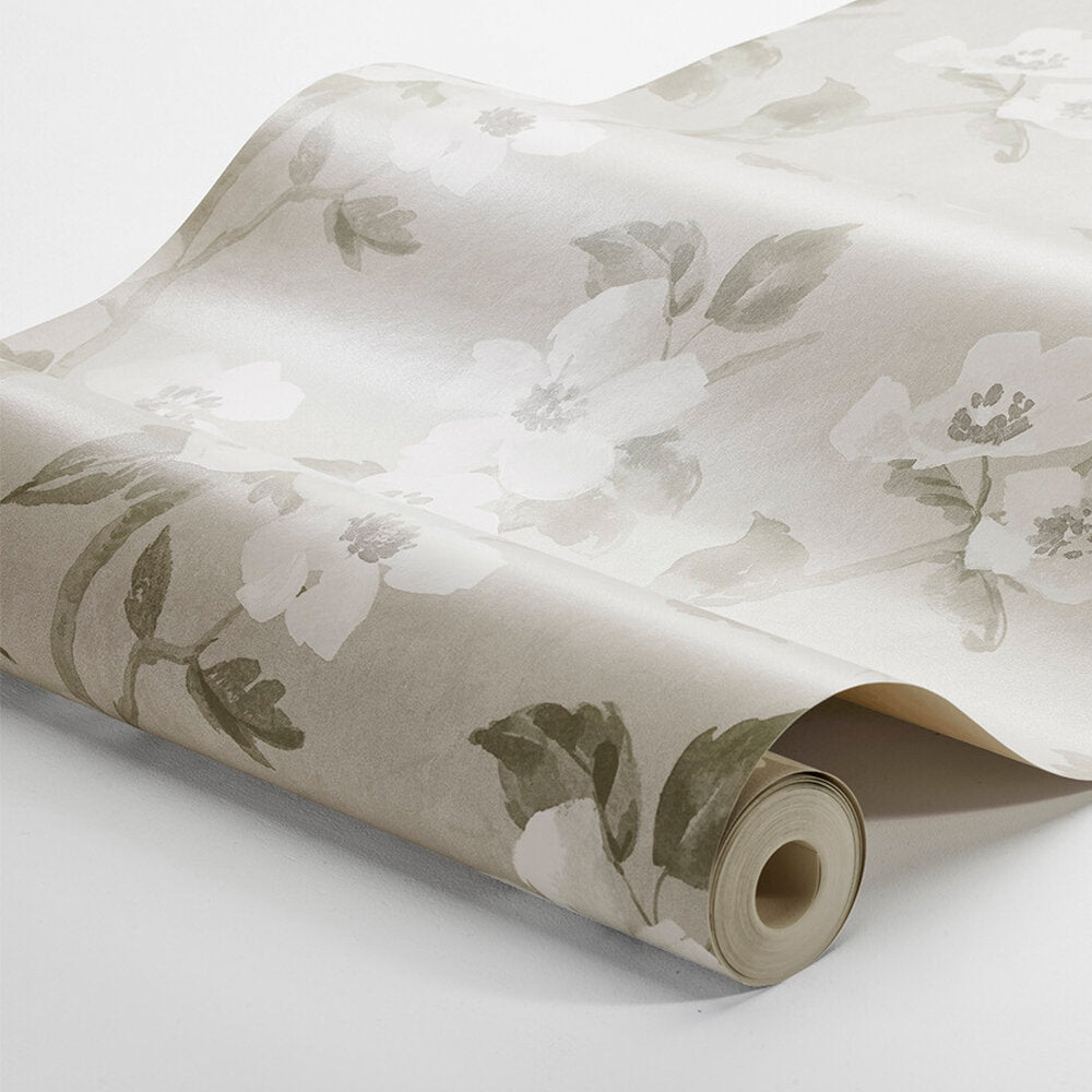 Helen´s Flower Wallpaper - Grey - Beige - Boråstapeter - 3582 - Premier Wallcovering