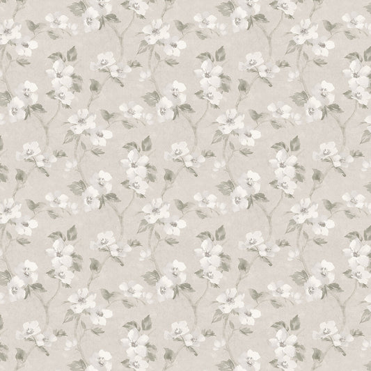 Helen´s Flower Wallpaper - Grey - Beige - Boråstapeter - 3582 - Premier Wallcovering