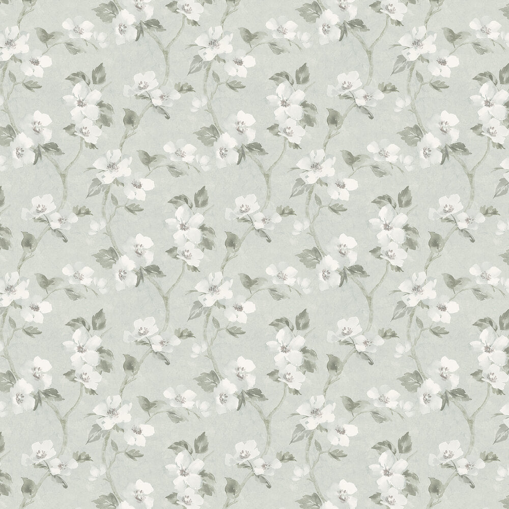 Helen´s Flower Wallpaper - Muted Green - Boråstapeter - 3585 - Premier Wallcovering