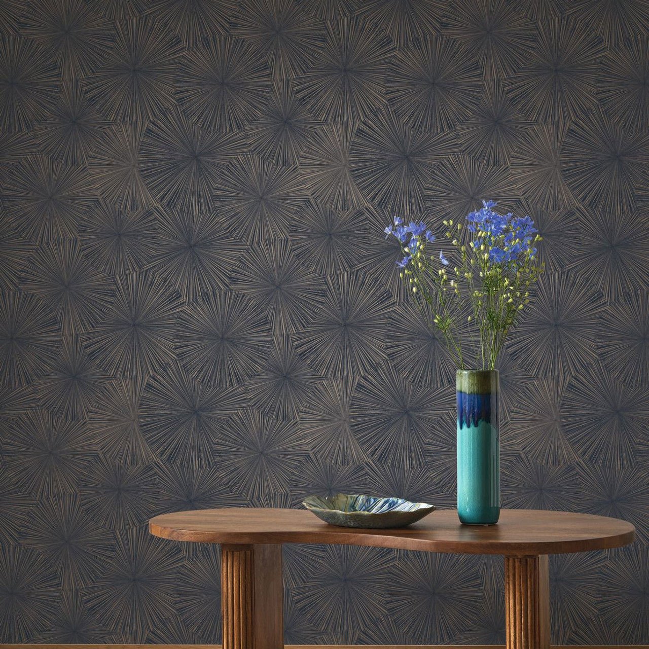 Helios Solaris Wallpaper - Bleu Encre - Casadeco - 201876810 - Premier Wallcovering