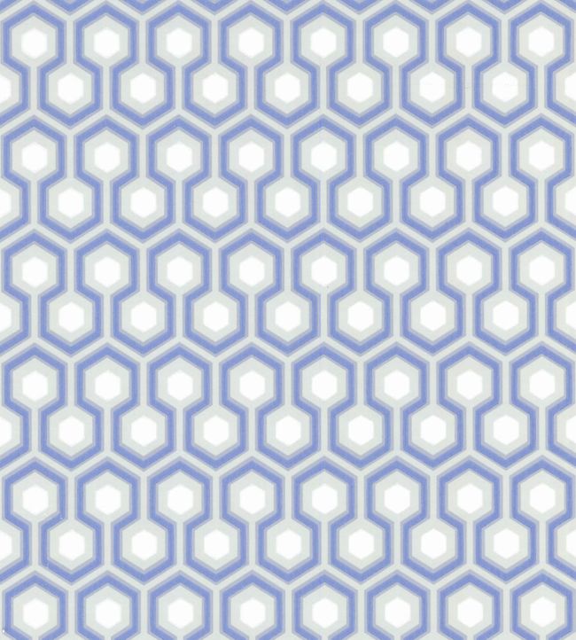 Hicks' Hexagon Wallpaper - Hyacinth Blue & White on Cool Parchment - 66/8054 - Cole & Son - Premier Wallcovering