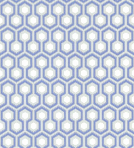 Hicks' Hexagon Wallpaper - Hyacinth Blue & White on Cool Parchment - 66/8054 - Cole & Son - Premier Wallcovering