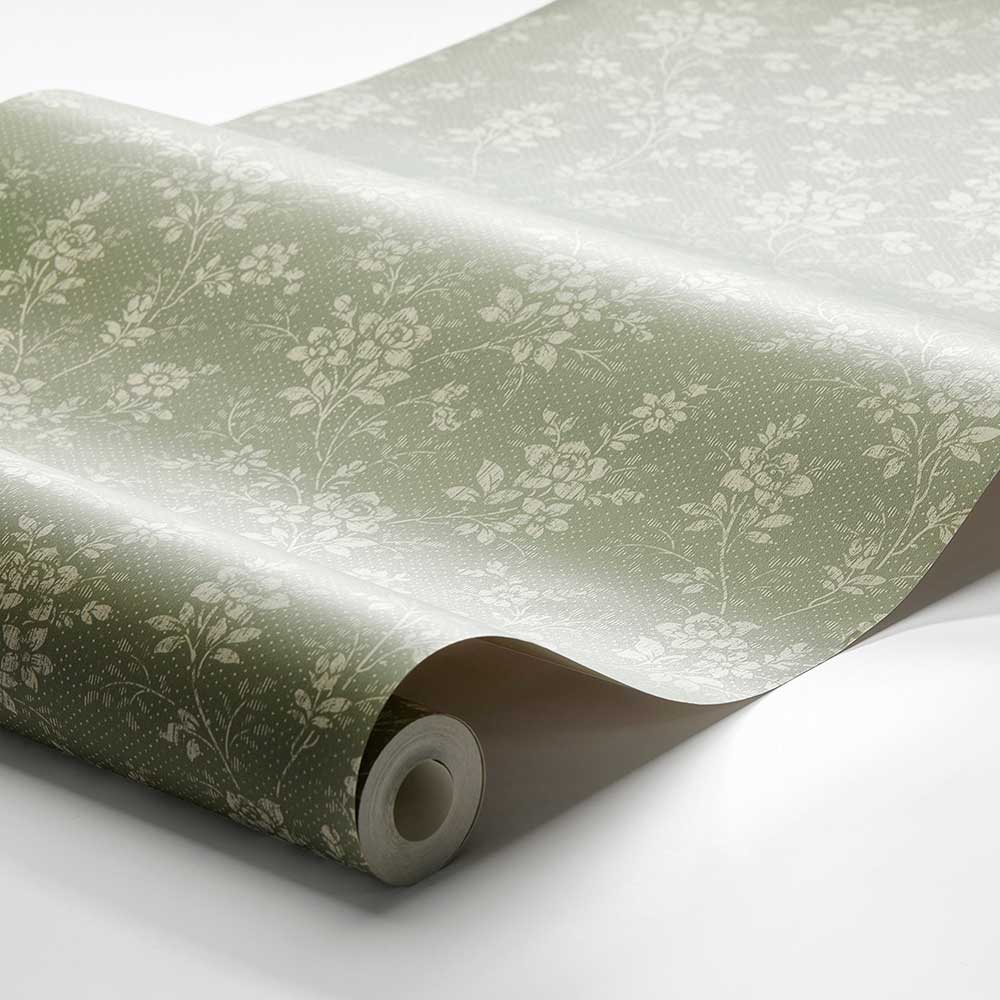 Hip Rose Wallpaper - Green - Boråstapeter - 1182 - Premier Wallcovering