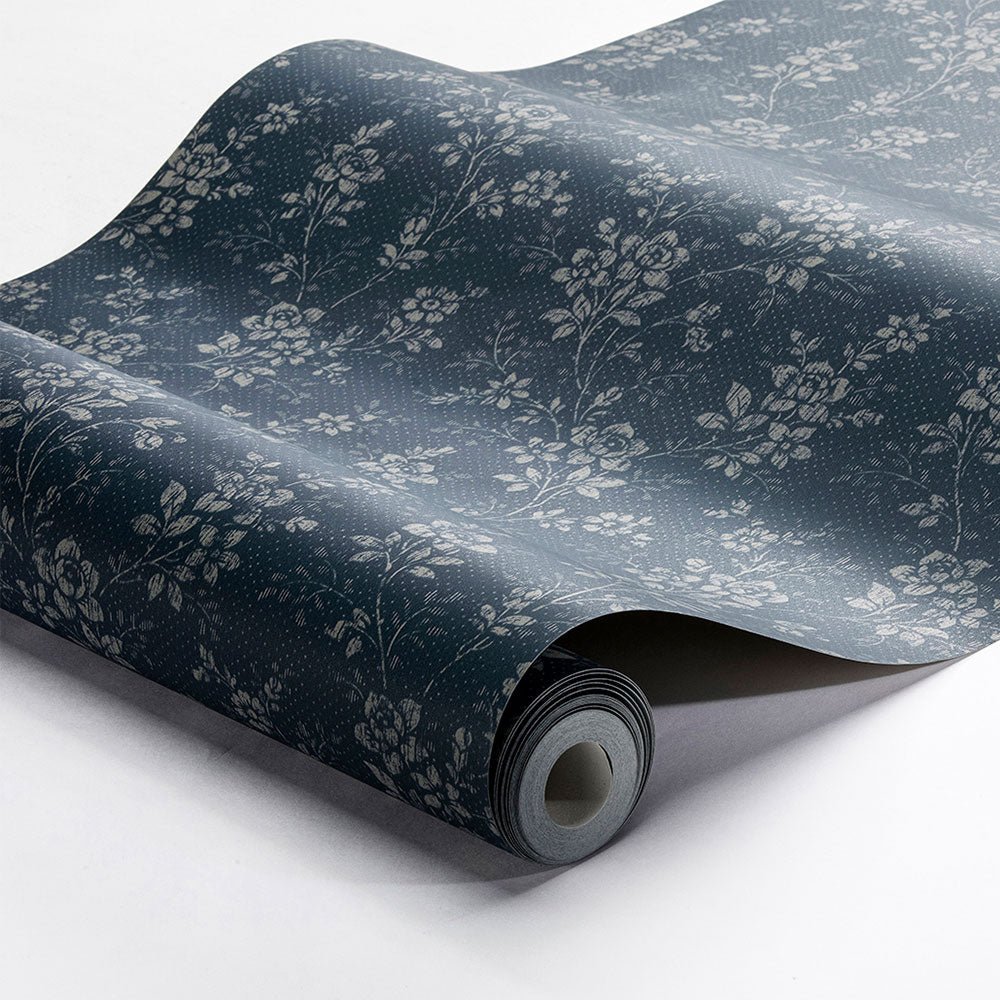 Hip Rose Wallpaper - Blue - Boråstapeter - 1177 - Premier Wallcovering