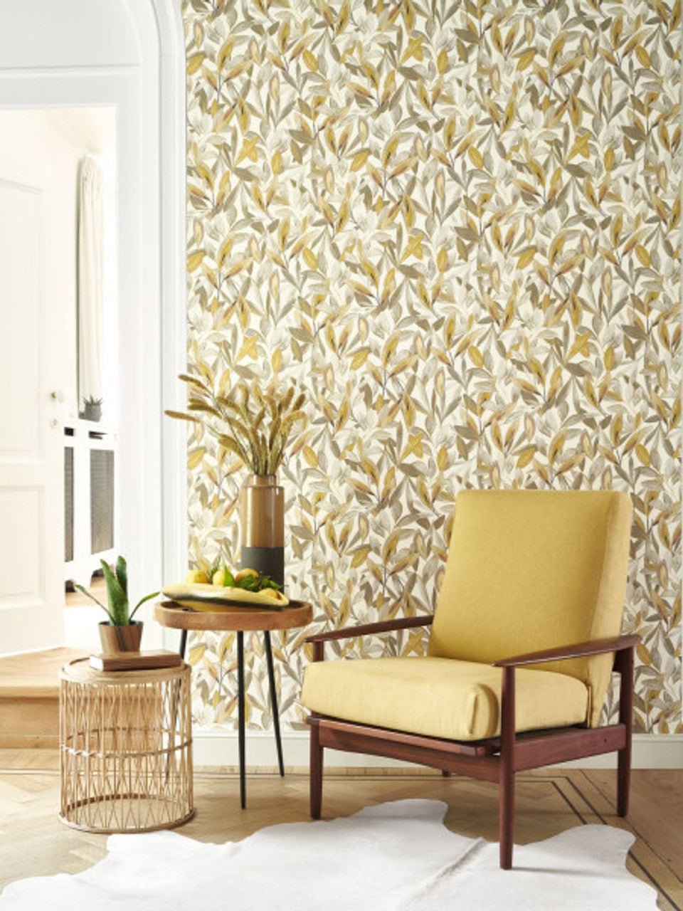 Hojas Nicaragua Wallpaper - Taupe And Blanc - Casadeco - 85971026 - Premier Wallcovering