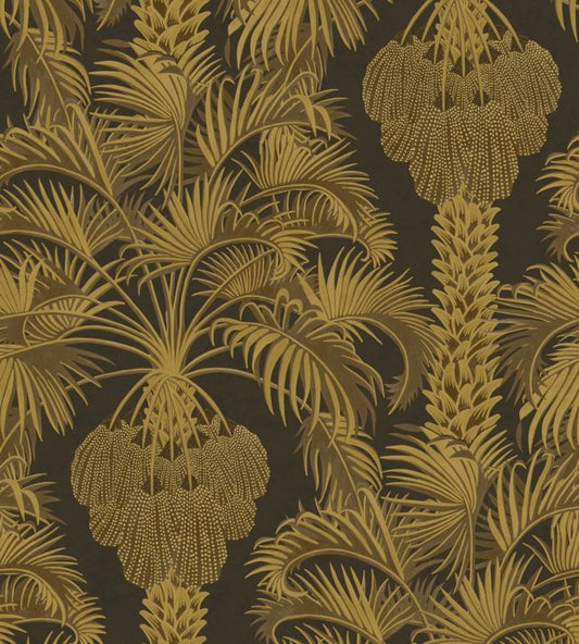 Hollywood Palm Wallpaper - Charcoal & Metallic Gold on Charcoal - 113/1001 - Cole & Son - Premier Wallcovering