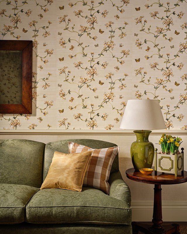 Honeysuckle Garden Sisal Wallpaper - Gold/Leaf - Colefax & Fowler - W7032-01