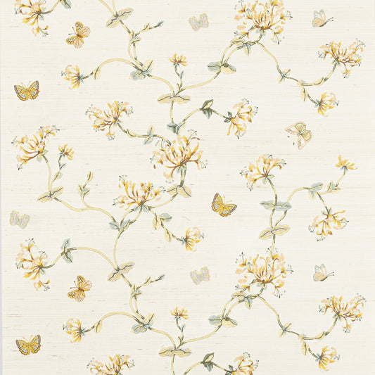 Honeysuckle Garden Sisal Wallpaper - Gold/Leaf - Colefax & Fowler - W7032-01