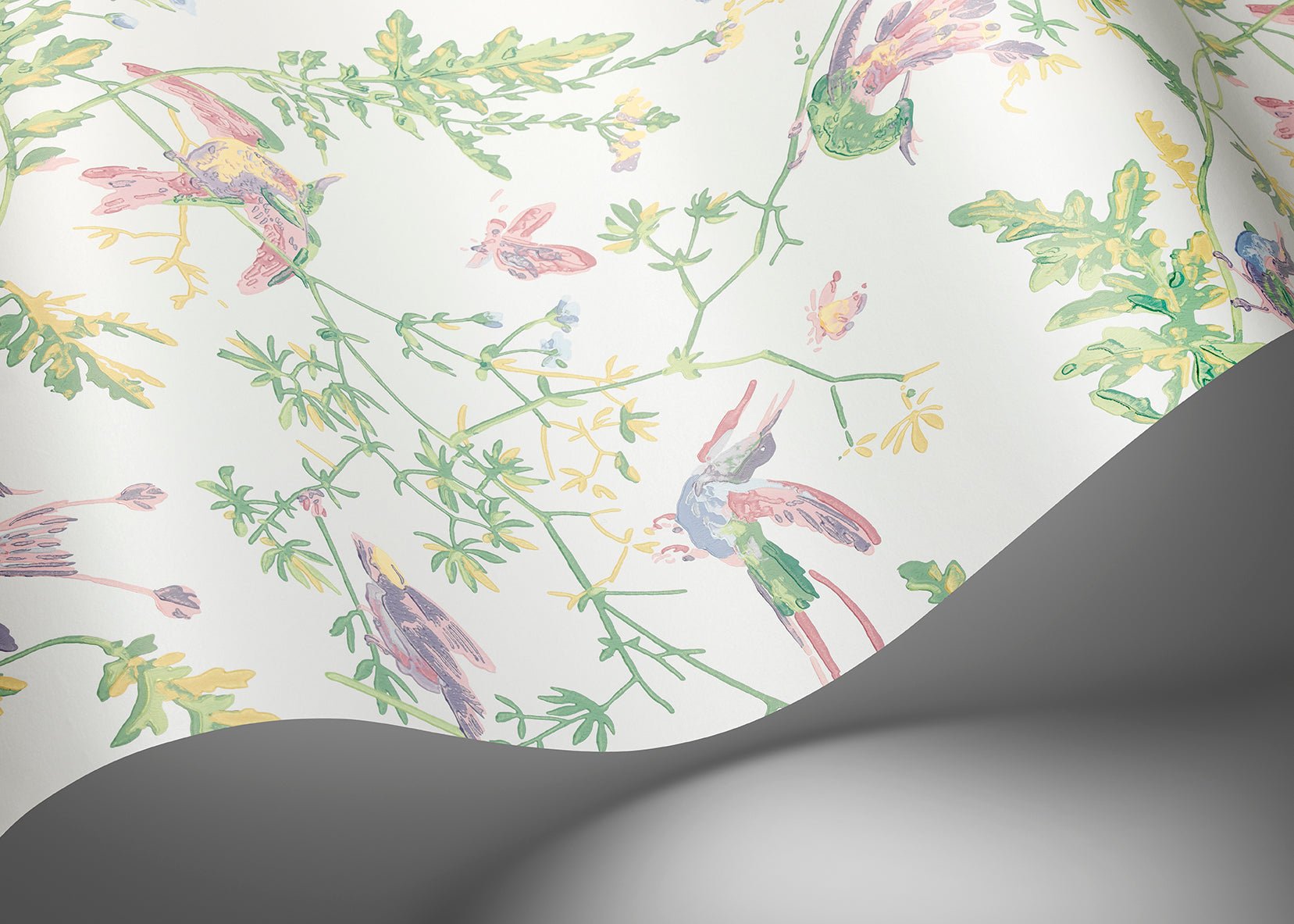 Hummingbirds Wallpaper - Blush, Sage, & Mulberry on Cream - 124/1001 - Cole & Son - Premier Wallcovering