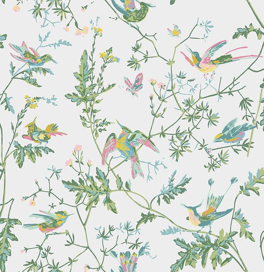 Hummingbirds Wallpaper - Green & Pink - 112/4015 - Cole & Son - Premier Wallcovering