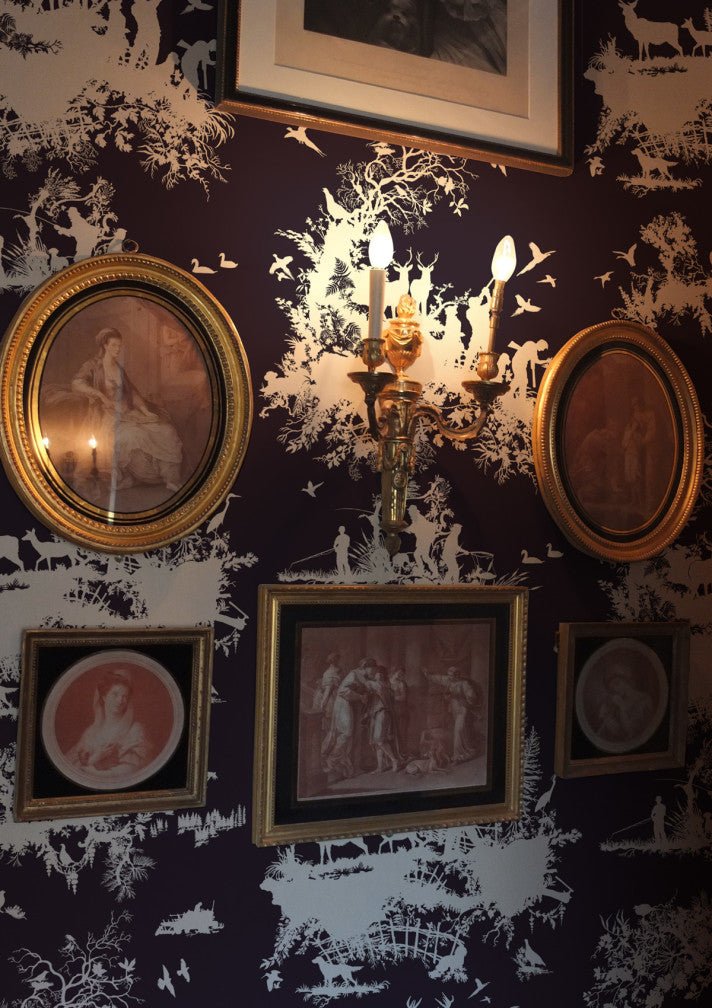 Hunting Toile Wallpaper - White on Peregrine - Timorous Beasties - TB/HTOIL/5004/09 - Premier Wallcovering