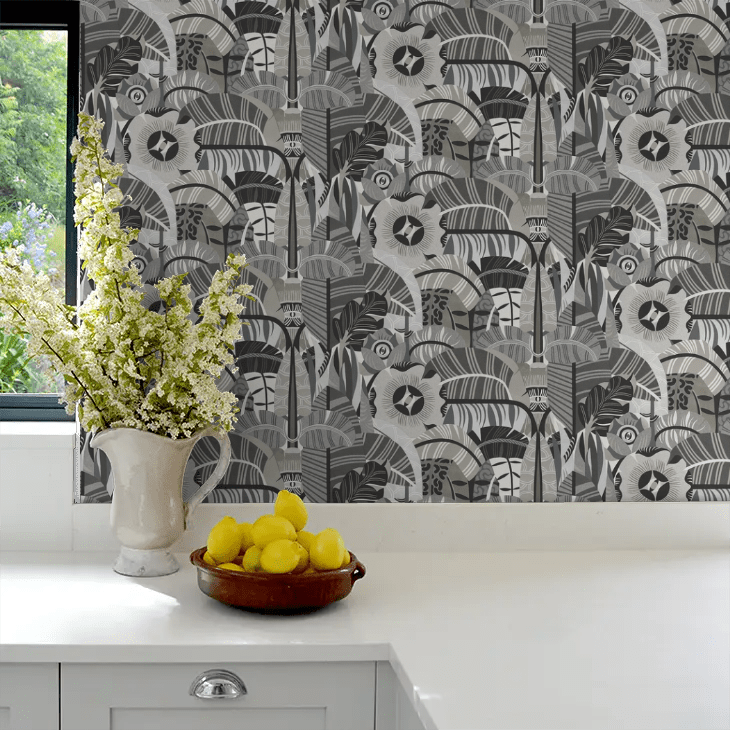 Hypnotic Safari Wallpaper - Charcoal - Boråstapeter - 2068 - Premier Wallcovering