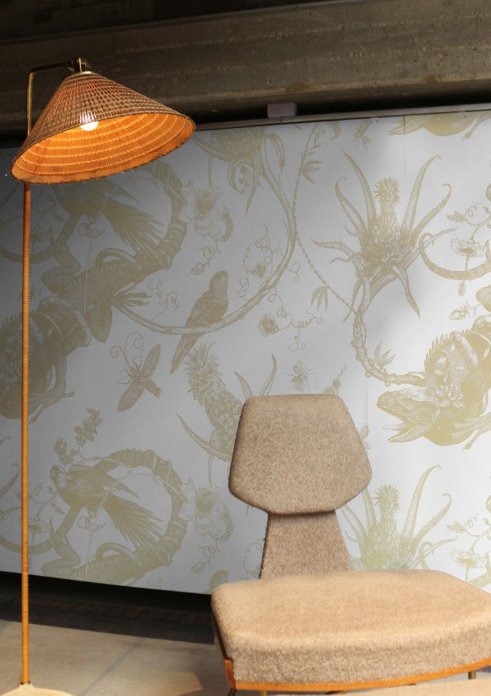 Iguana Superwide Wallpaper - Gold on Ivory - Timorous Beasties - SWP/IGU/IVY/07 - Premier Wallcovering