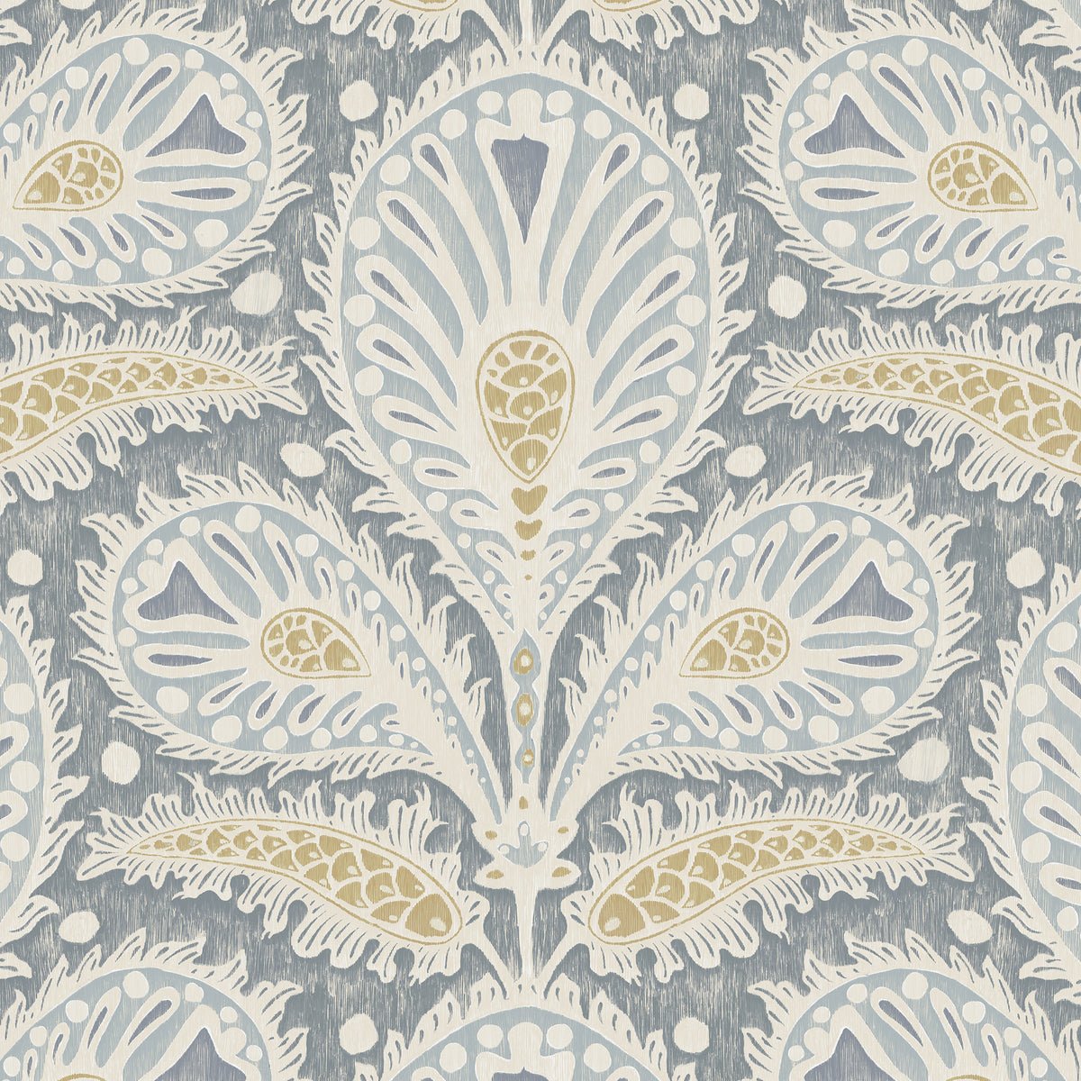 Ikat Clover Wallpaper - Blue and Yellow - Josephine Munsey - JMW-103441 - Premier Wallcovering