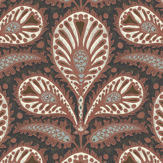 Ikat Clover Wallpaper - Red and Ink - Josephine Munsey - JMW-103401 - Premier Wallcovering
