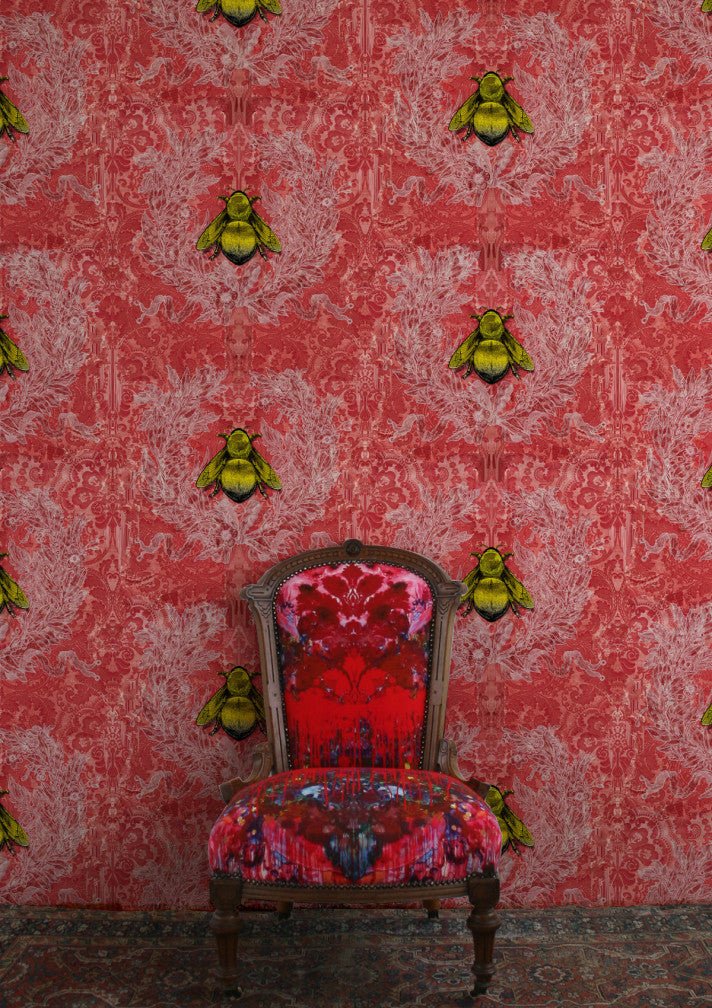 Imperial Apiary Wallpaper - Red - Timorous Beasties - TB/IMA/MICA/05 - Premier Wallcovering