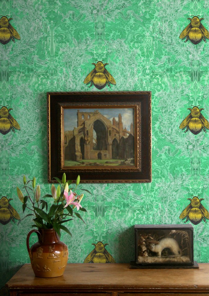 Imperial Apiary Wallpaper - Green - Timorous Beasties - TB/IMA/MICA/03 - Premier Wallcovering