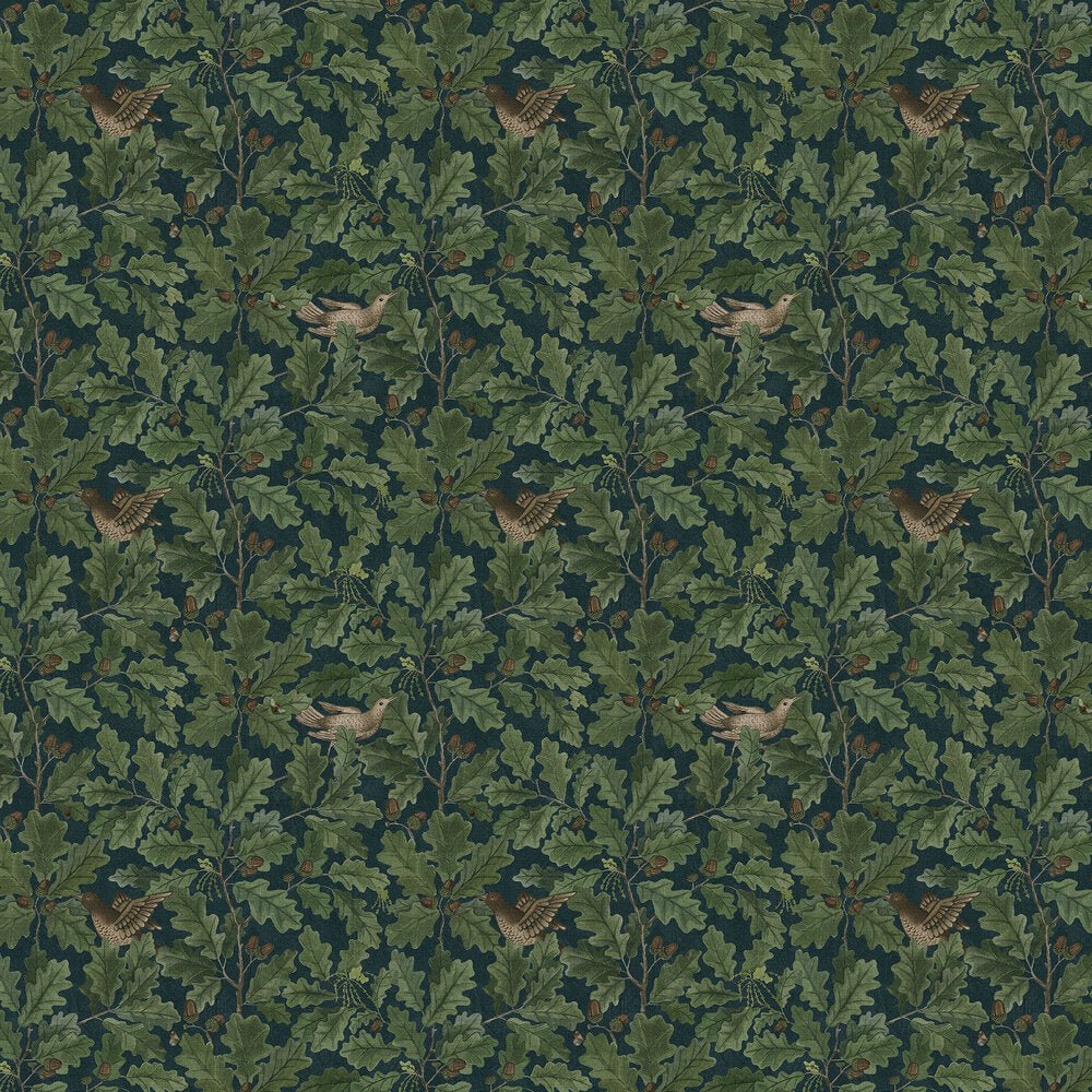 In the Oak Wallpaper - Charcoal / Green - Boråstapeter - 2050 - Premier Wallcovering