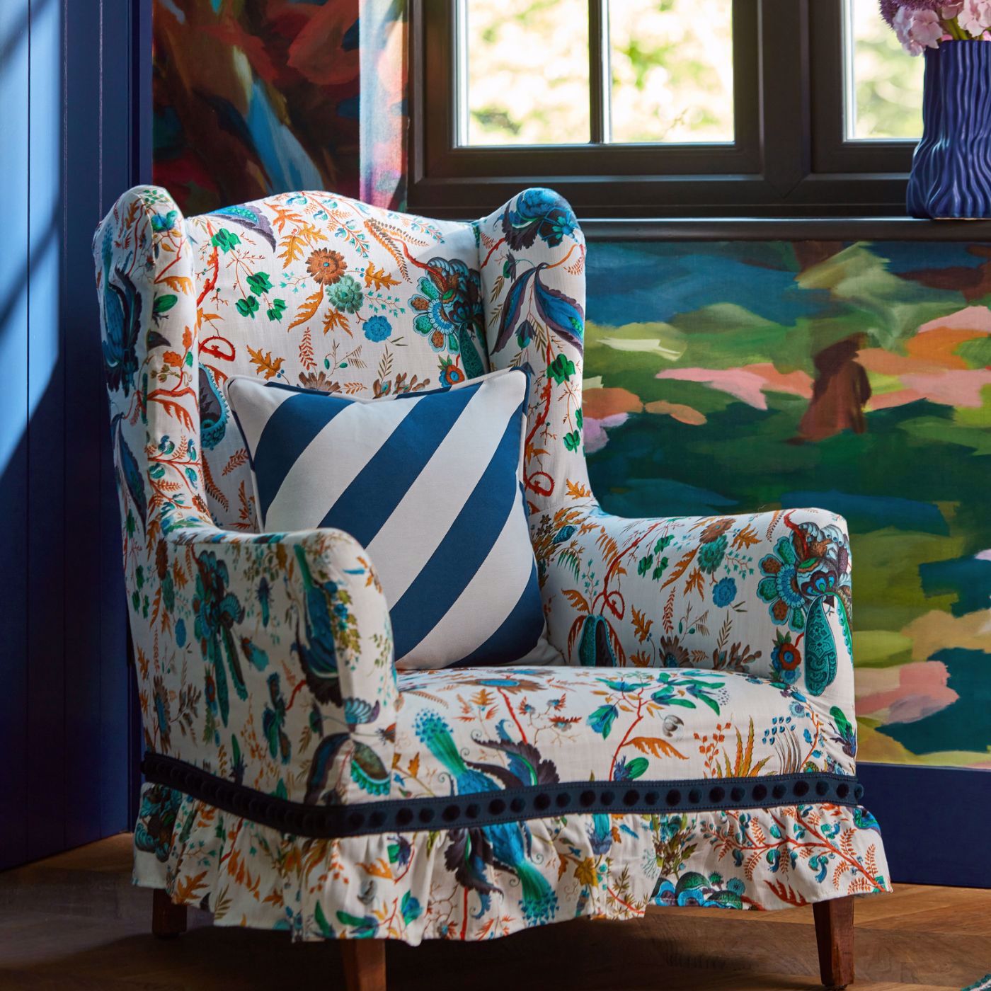 In The Woods Wallpaper - Sky/Emerald/Carnelian - HSRW113068 - Harlequin - Premier Wallcovering