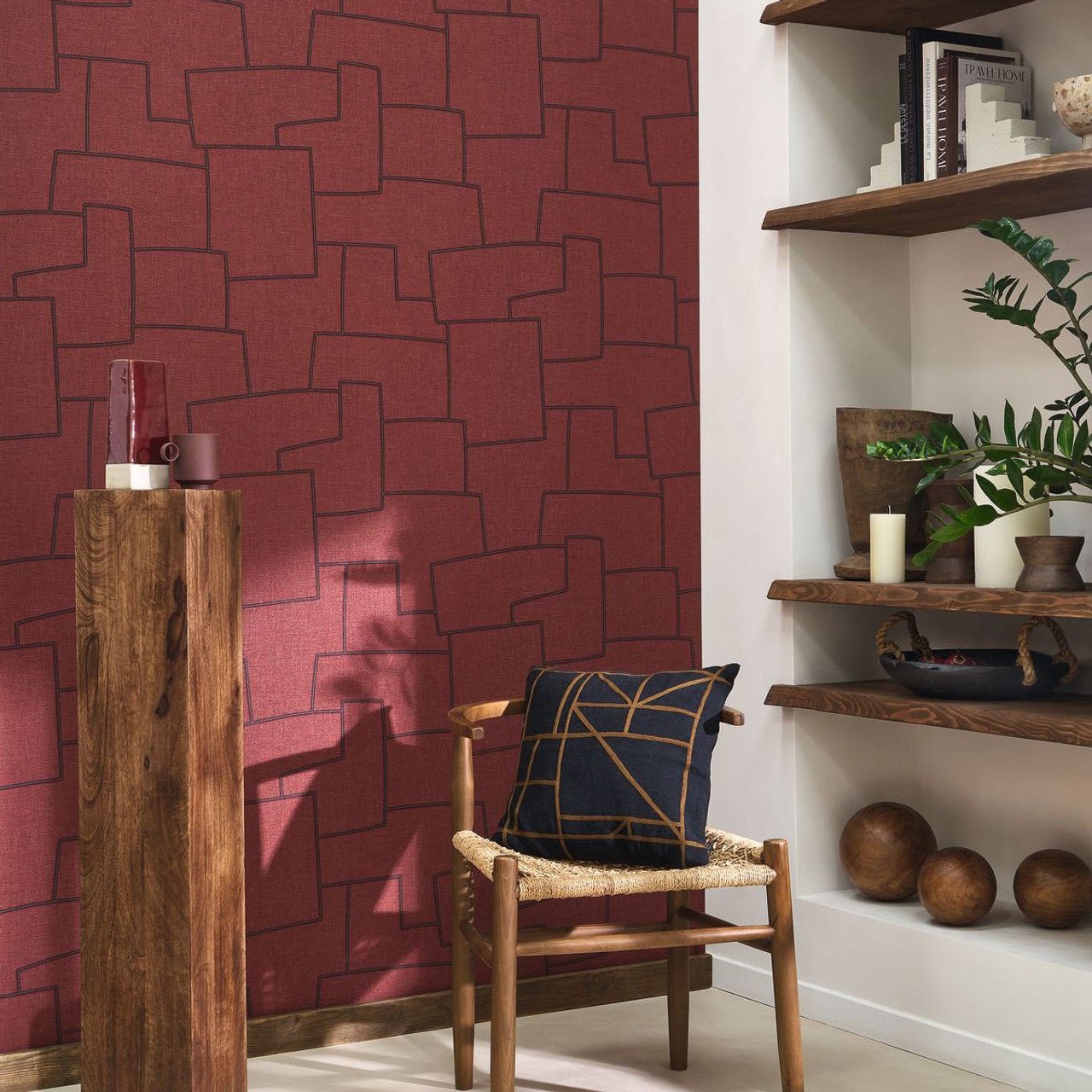 Inca Matera Wallpaper - Amarena - Casadeco - 201128778 - Premier Wallcovering