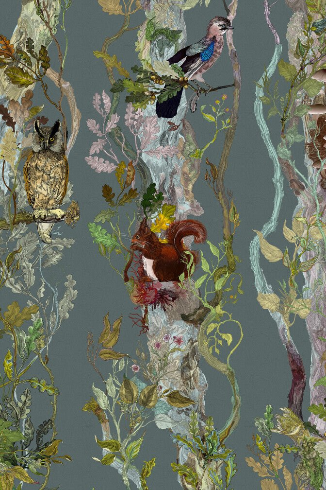 Indie Wood Wallpaper - Smokey Teal - Timorous Beasties - BTN/INDIE/TXMT/10 - Premier Wallcovering