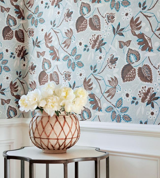 Indienne Hazel Room Wallpaper - Blue