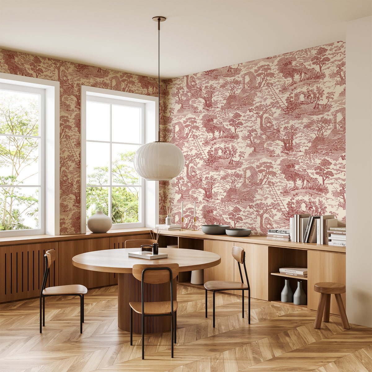 Islet Hoping Toile Wallpaper - Red - Josephine Munsey - JMW-103821 - Premier Wallcovering