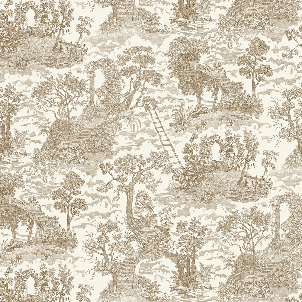 Islet Hoping Toile Wallpaper - Stone - Josephine Munsey - JMW-103801 - Premier Wallcovering