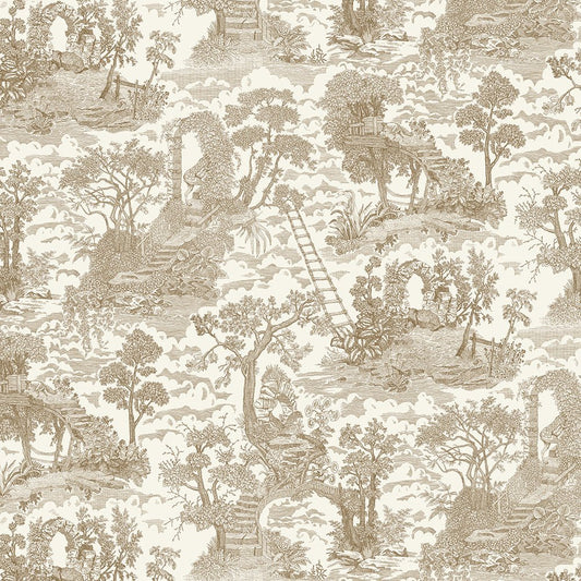 Islet Hoping Toile Wallpaper - Stone - Josephine Munsey - JMW-103801 - Premier Wallcovering