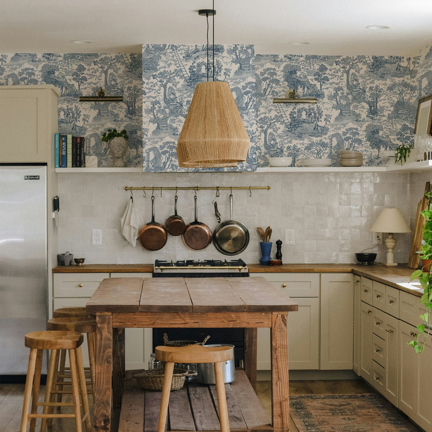 Islet Hoping Toile Wallpaper - Blue - Josephine Munsey - JMW-103811 - Premier Wallcovering