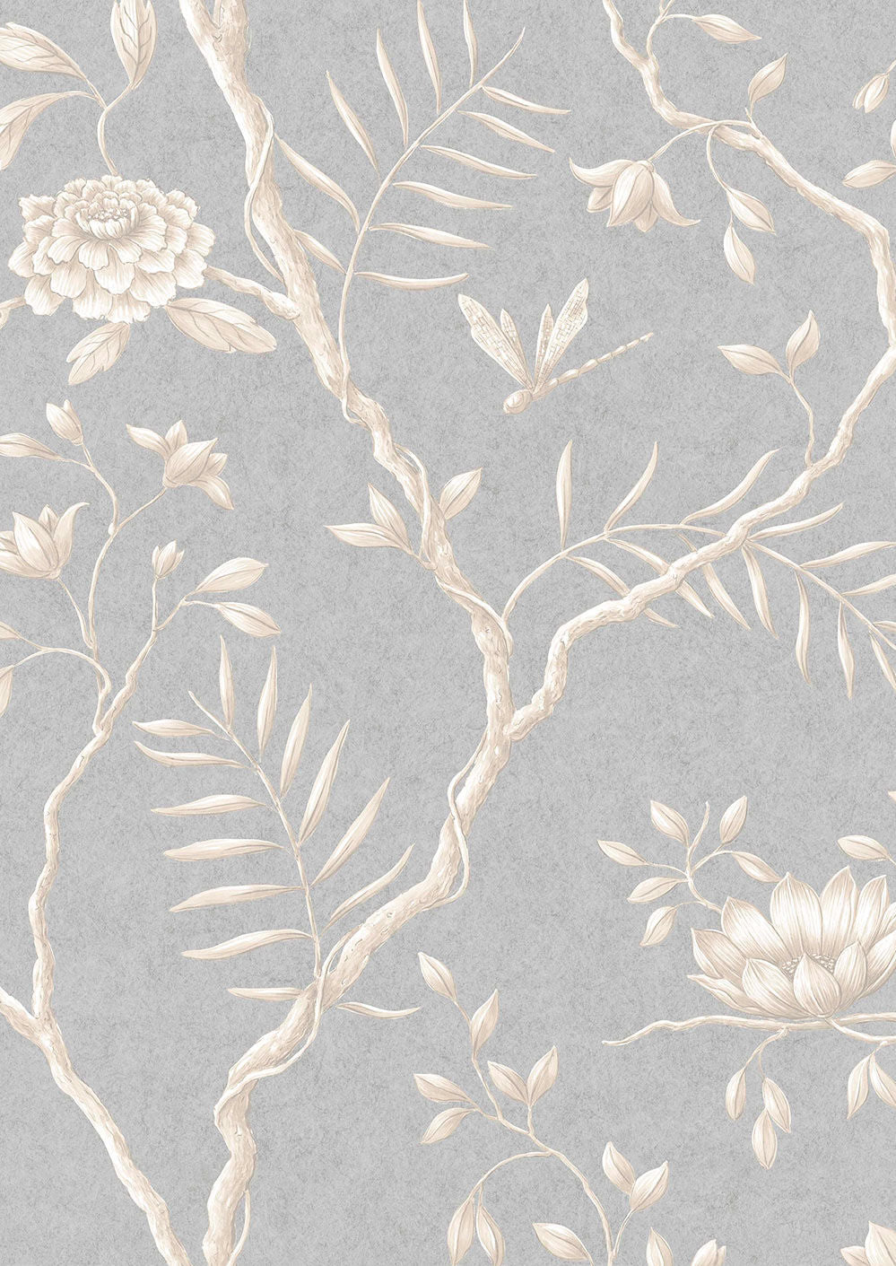 Jasper Peony Wallpaper - Smoke - Lewis & Wood - Premier Wallcovering