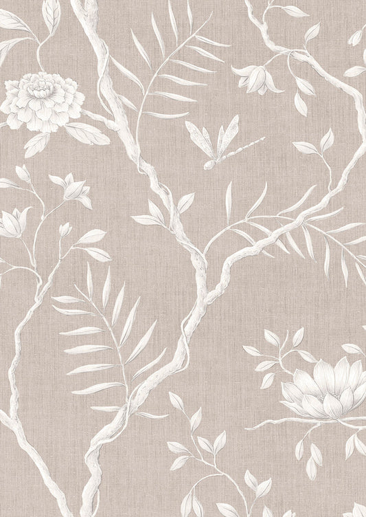 Jasper Peony Wallpaper - Almond - Lewis & Wood - Premier Wallcovering